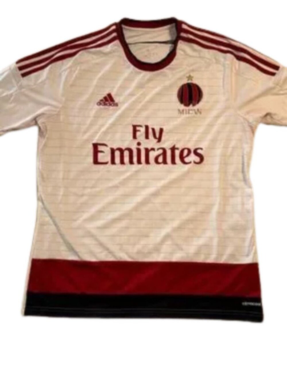Adidas Milan AC Fly Emirates White and Red Soccer Jersey.  Men’s L.